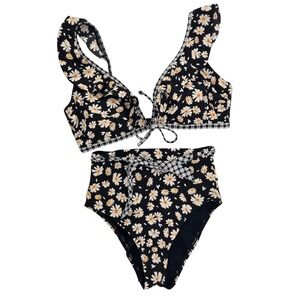 Skinny Dippers Kiara Top XL Bottom Medium Daisy Bikini Set Vacation Beach Girly